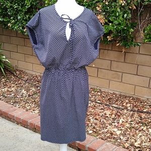 H&M Casual Dress Blue Print Elastic Waist L